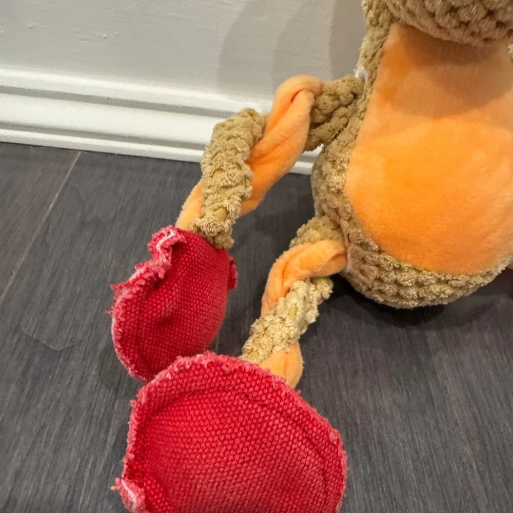 PlushTough Pet Dog Reindeer Toy with Red and Orange Accents